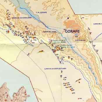 Click para ampliar. Pulsa en el nombre para ver la ficha. Gorafe-Plano de dólmenes.
