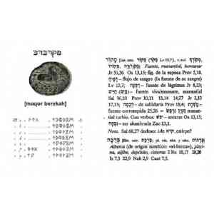 Click para ampliar. Pulsa en el nombre para ver la ficha. Moneda ibérica mqrbrk, Transliteración hebrea.