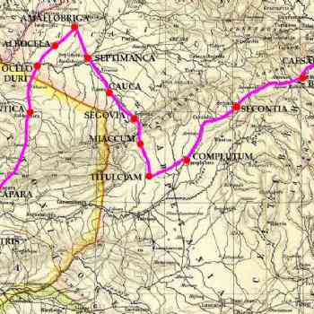 Click para ampliar. Pulsa en el nombre para ver la ficha. Vía 24 del Itinerario de Antonino
