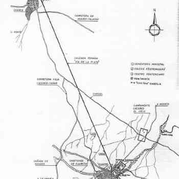 Click para ampliar. Pulsa en el nombre para ver la ficha. Plano de Norba y los Castra