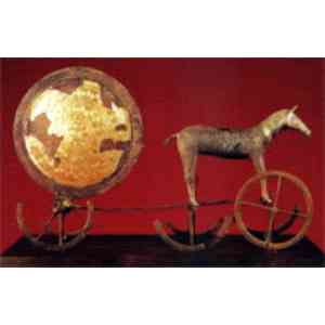 Click para ampliar. Pulsa en el nombre para ver la ficha. CARRO CON DISCO SOLAR DE TRUNDHOM, DINAMARCA. MUSEO DE COPENHAGUE