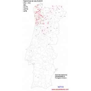 Click para ampliar. Pulsa en el nombre para ver la ficha. Mapa dos Topónimos Suevos em Portugal