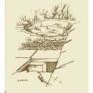 Click para ampliar. Pulsa en el nombre para ver la ficha. Mausoleo de La Alberca, Dibujo de sus estado actual