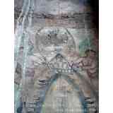 Click para ampliar. Pulsa en el nombre para ver la ficha. Olmos de Pisuerga, altar pintado, 1. 02 vista parcial: corona, ángeles y paloma