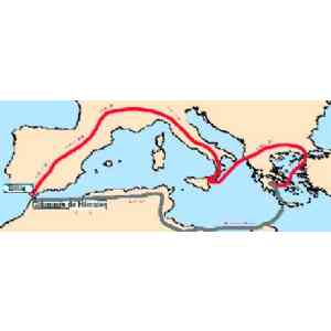 Click para ampliar. Pulsa en el nombre para ver la ficha. Ruta de Hércules en su décima Hazaña.