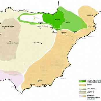 Click para ampliar. Pulsa en el nombre para ver la ficha. Mapa de las lenguas habladas en Hispania en época