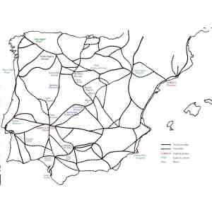 Click para ampliar. Pulsa en el nombre para ver la ficha. Vías romanas. Mapa.