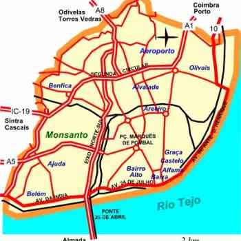 Mapa de Lisboa con el 