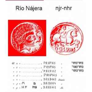 Click para ampliar. Pulsa en el nombre para ver la ficha. Río Nájera, Transliteración numismática calcos Celestino Pujol.