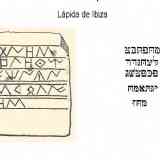 Click para ampliar. Calco de lápida? ibérica de Ibiza, Transliteración hebrea.