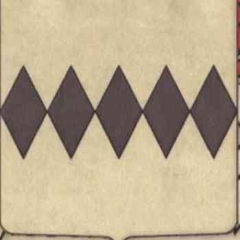 Click para ampliar. Pulsa en el nombre para ver la ficha. Silver shield with five black lozenges in fess