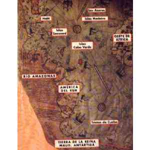 Click para ampliar. Pulsa en el nombre para ver la ficha. AMERICA DEL SUR - MAPA DE PIRI REIS - 1458