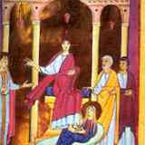 Click para ampliar. VIRGEN PORTAPIES DE CRISTO, EN EL LIBRO DE PERICOPIOS DE ENRIQUE II, RICHENAU (LAGO CONSTANZA, SUIZA)