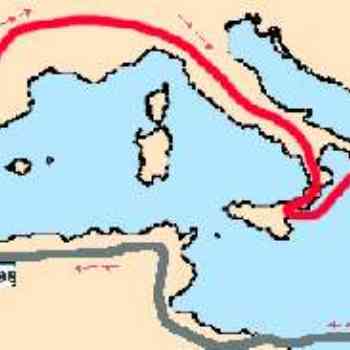 Click para ampliar. Pulsa en el nombre para ver la ficha. Ruta de Hércules en su décima Hazaña.